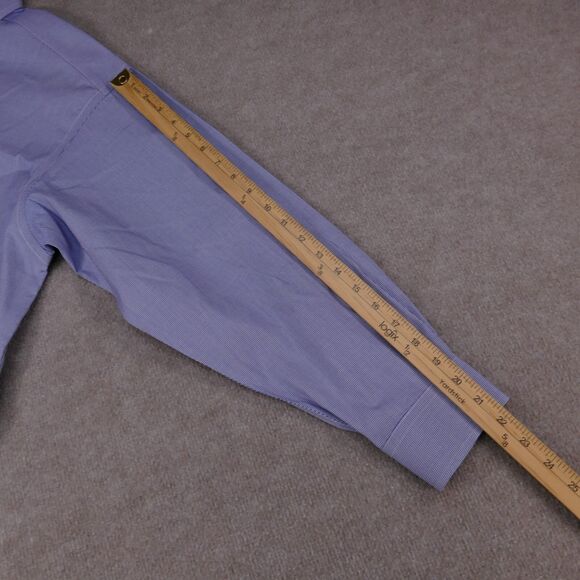 Jos A Bank Traveler Shirt Men 16 - 32 Blue  Button Down Long Sleeve - Picture 11 of 13